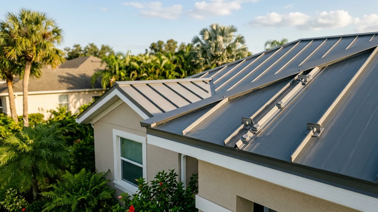 Standing-seam metal roof on a Fort Myers home